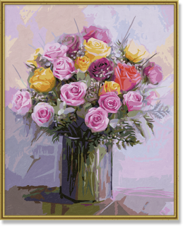 Rózsa csokor pasztell színekben (40 x 50 cm)