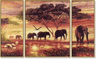 Afrika - Elefánt karaván (50 x 80 cm)