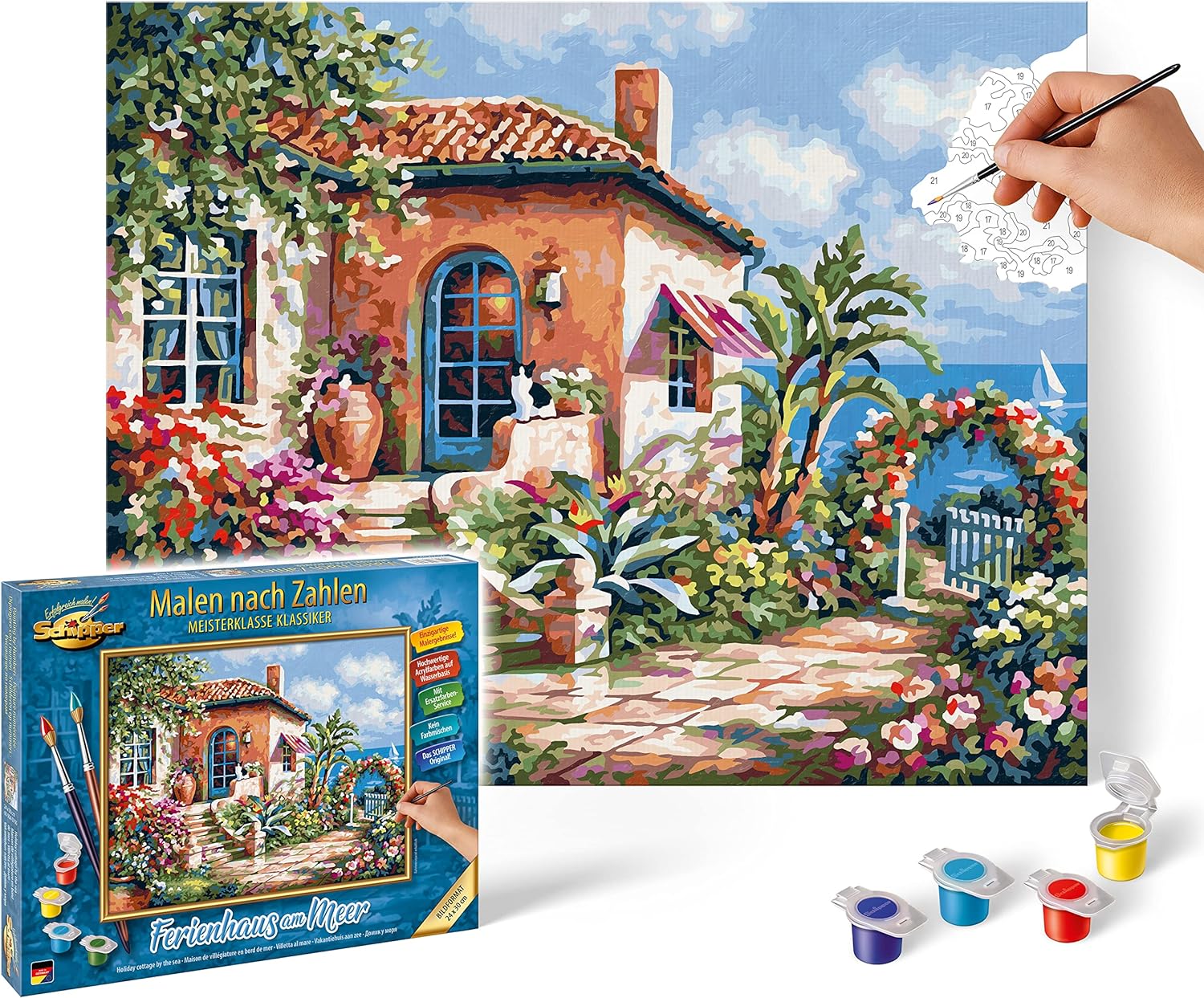 Víkendház a tenger mellett (24 x 30 cm) Festés számok szerint